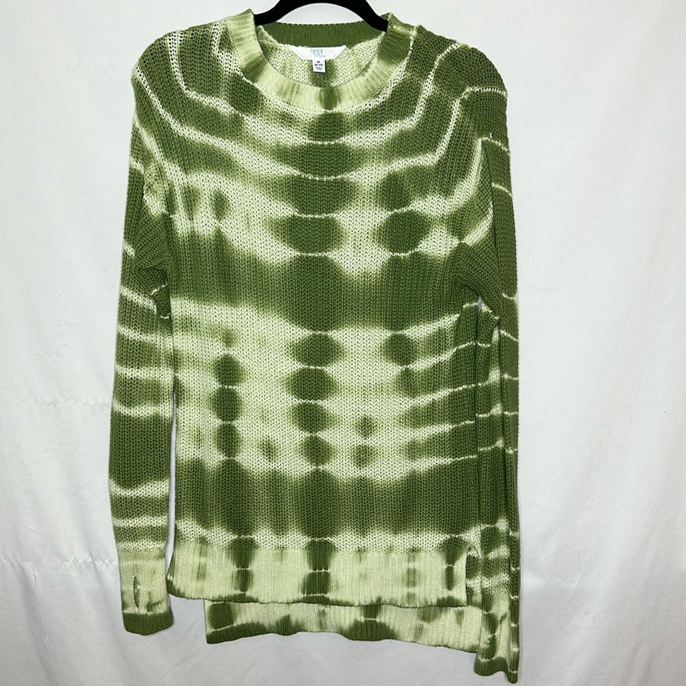 Time & Tru Green Tye-Dye Knit Sweater